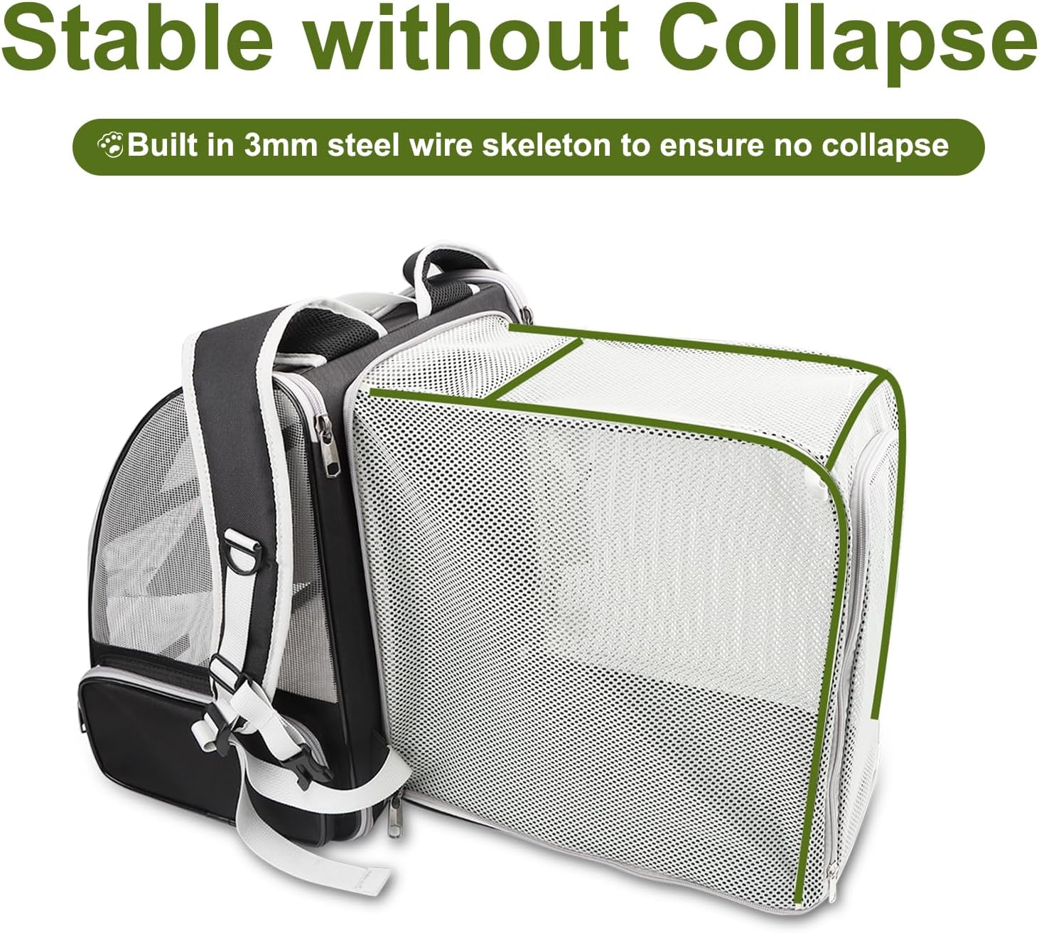 Texsens Cat Backpack - Expandable Pet Carrier for Medium Cats and Small Dogs up to 17 lbs - Breathable, Collapsible & Soft Cat Travel Bag for Outdoor Hiking (Black) - Image 4