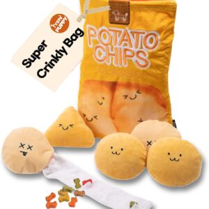 YEPPUPPY Sniffing Play for Mental Stimulation& Hide & Seek Plush Treat Dispenser – Boredom-Busting Interactive Burrow Dog Toy – Snuffle Puzzle Enrichment Gamewith Crinkle Chip Bag Design