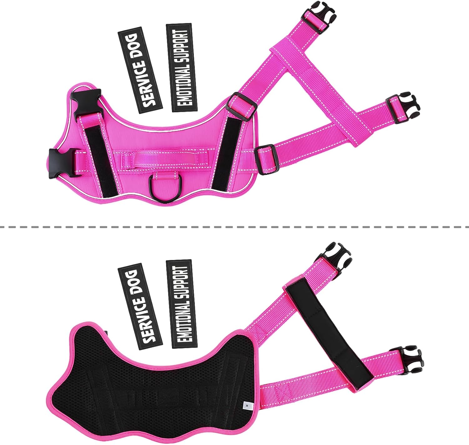 voopet Service Dog Harness, Emotional Support Pet Vest Harness, Reflective Breathable and Adjustable No-Pull ESA Dog Harness for Small Medium Large Dogs (with 4 PCS Removeable Tags) - Image 4