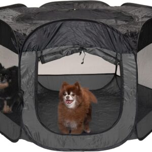 Furhaven Portable Dog Playpen Cat Tent, Pet playground/kennel foldable indoor outdoor zippered puppy crate - Gray, Extra Large