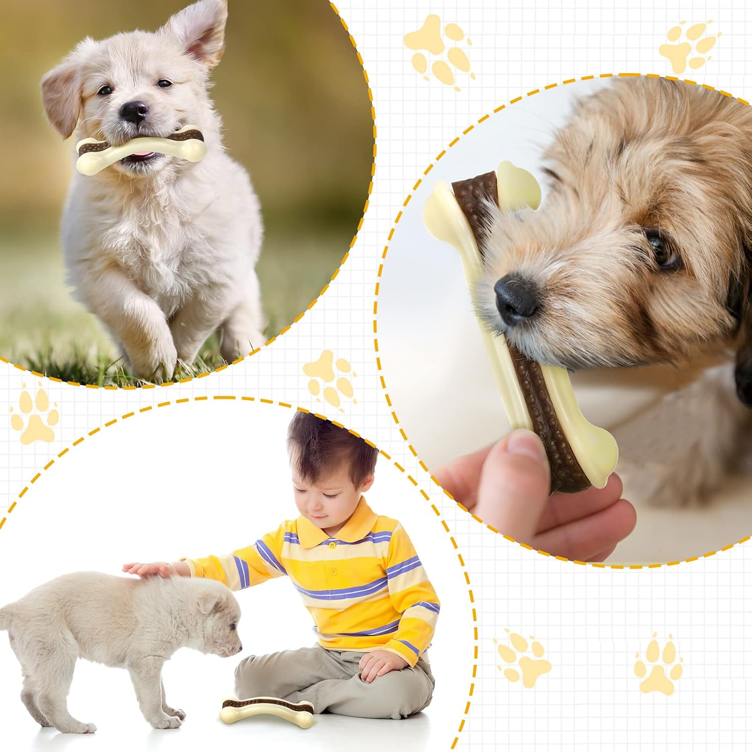 Sosation Bones Shaped Dog Toys for Aggressive Chewers, 2 Pack Dog Chew Toys Puppy Teething Nylon Beef Flavor for Large/Medium/Small Puppies Breeds(Curved Bone,Small) - Image 6