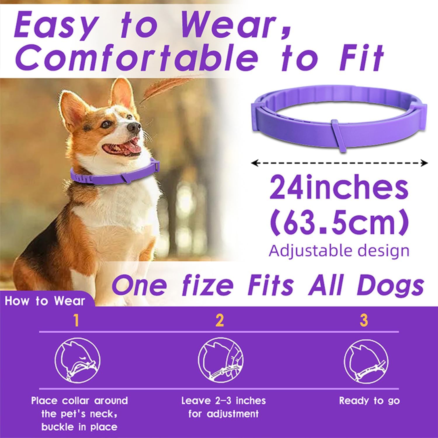 GPS Tracking & Calming Dog Collar - for New Environment Adaptation Anti-Loss Anxiety Relief, Lasts 60 Days, Adjustable(25in) Collar for Small/Medium/Large Dogs (4 Pack + 1Tracker) - Image 4