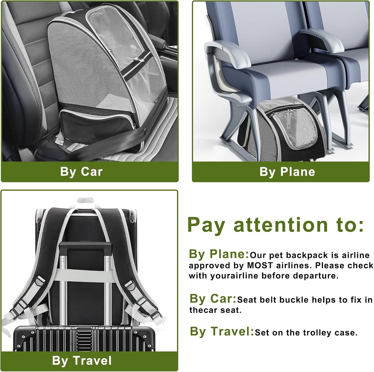 Texsens Cat Backpack - Expandable Pet Carrier for Medium Cats and Small Dogs up to 17 lbs - Breathable, Collapsible & Soft Cat Travel Bag for Outdoor Hiking (Black) - Image 6