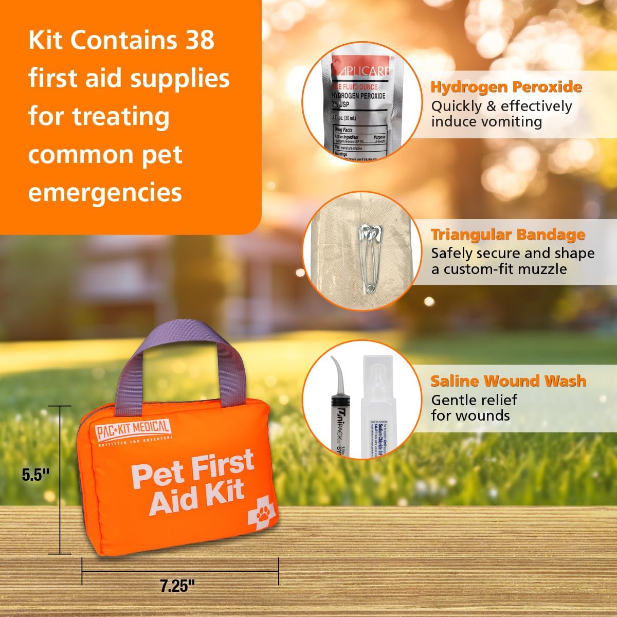Pac-Kit Pet First Aid Kit for Dogs, Cats, and Other Animals in Soft-Sided Organized Zipper Case, 38 Pieces - Image 4
