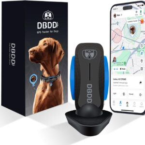 Dog GPS Tracker, Smart Waterproof Tracker with Real-Time Location, Escape Alerts, Activity Monitor, iOS & Android Compatible, for Dogs 40 lbs+ (Black)