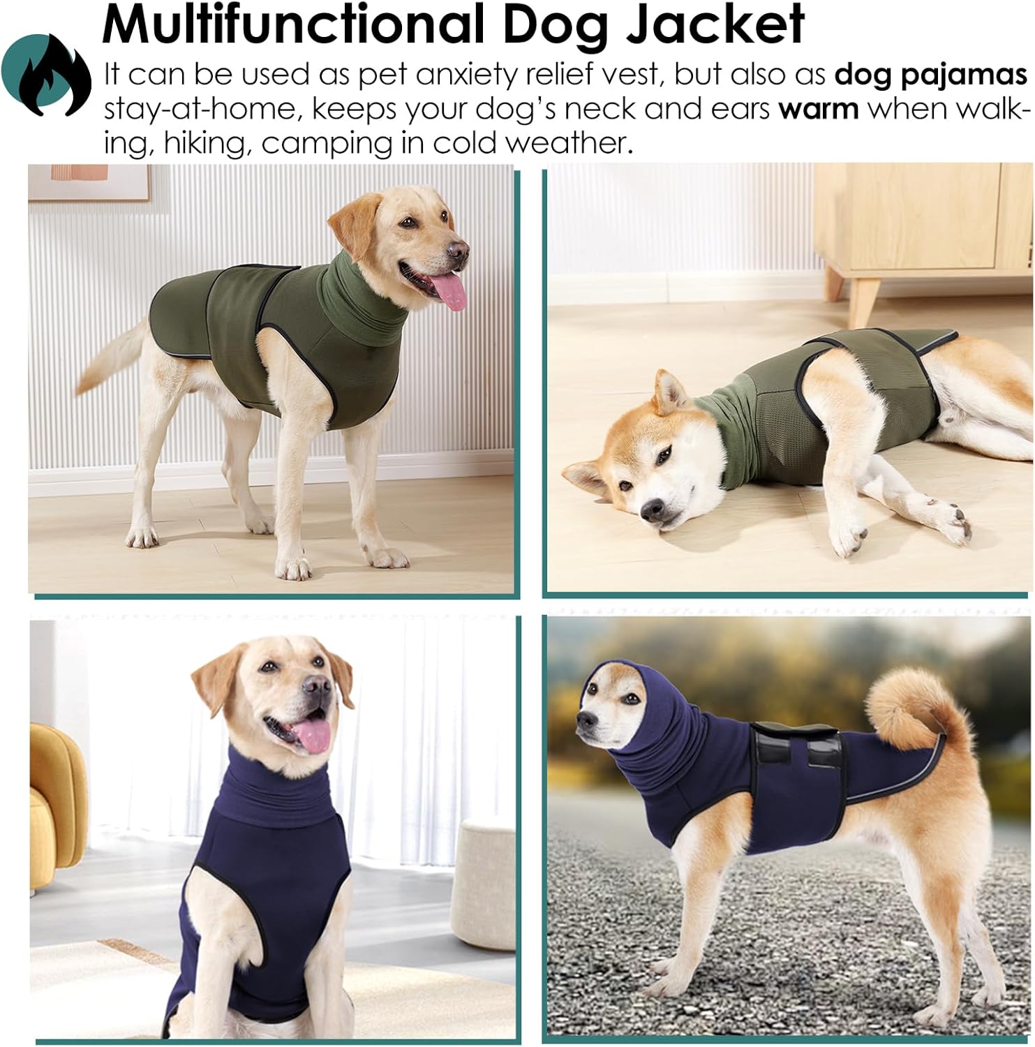 AOFITEE Dog Anxiety Vest, Dog Anxiety Calming Hoodie, Pet Thunder Jacket Calming Shirt for Fireworks, Thunder, Travel, Separation, Noise Block & Ear Protection Recovery - Image 6