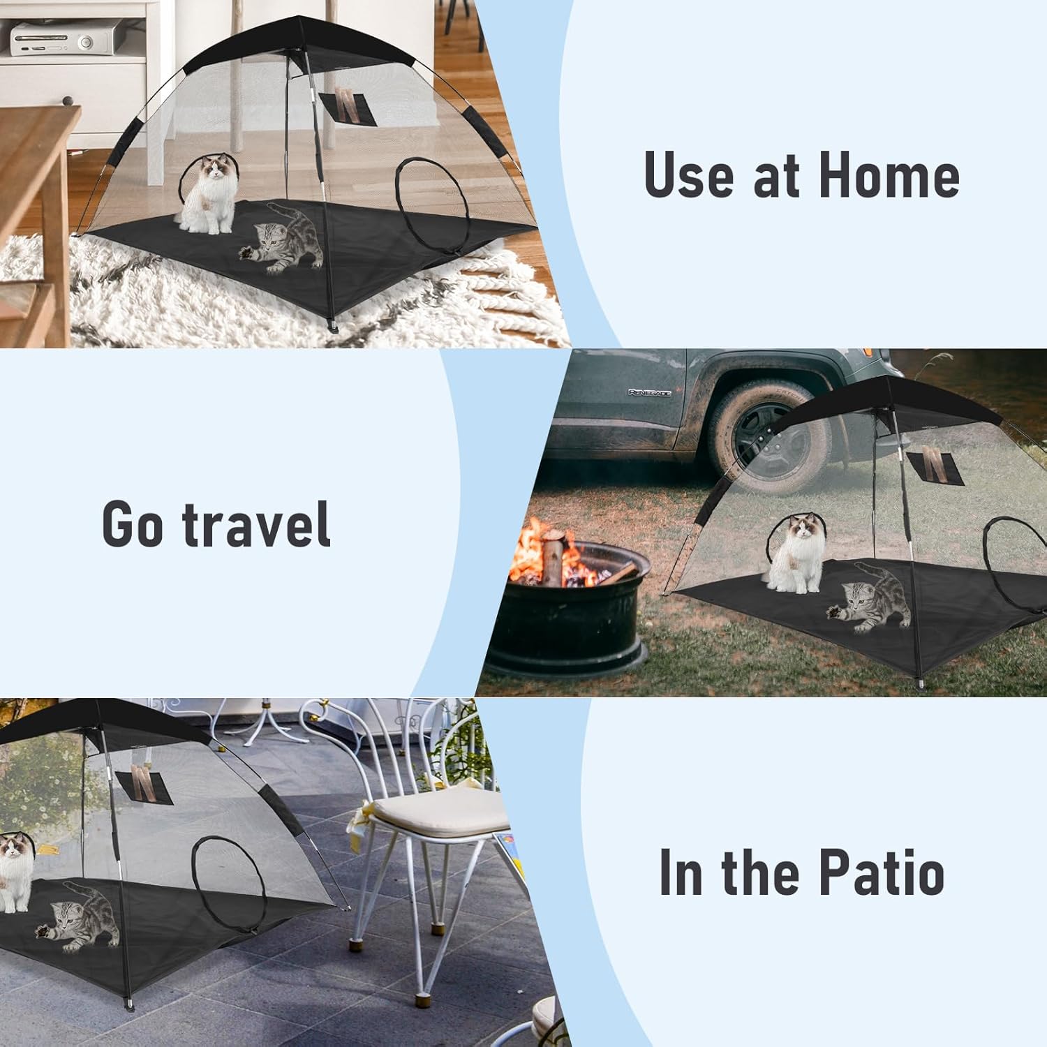 GEERTOP Mesh Cat Tent Outdoor, Cat Enclosure for Outside Indoor, Portable Sunshade Playpen Playhouse for Cats Dogs Puppy Small Animals - Image 7