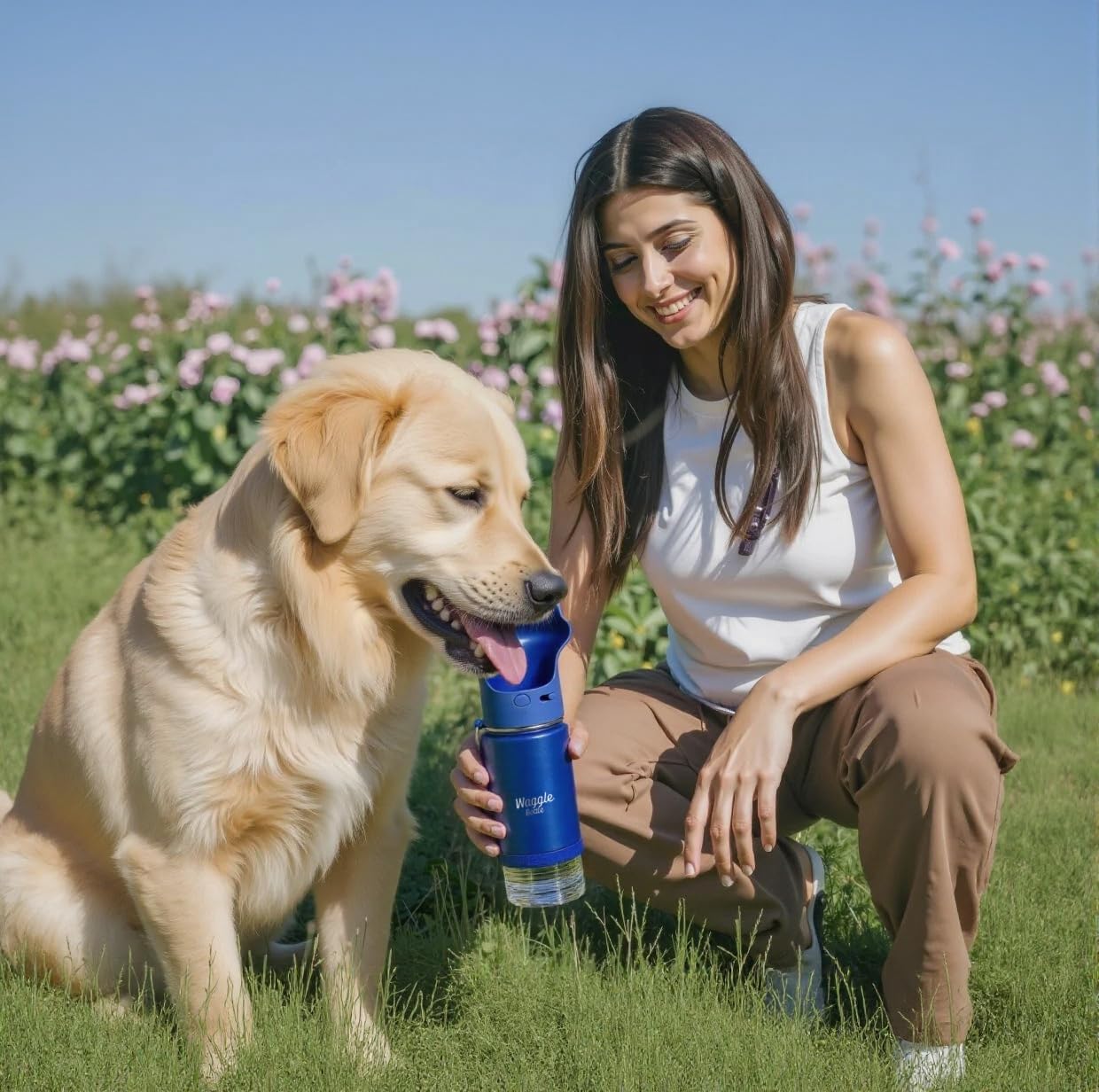 Stainless Steel Dog Travel Water Bottle, Vacuum Insulated Portable Dog Water Dispenser, Large Bottle with Drink Cup On The Go, Outdoor Walking, Hiking, Travel (Cobalt, 22oz) - Image 8
