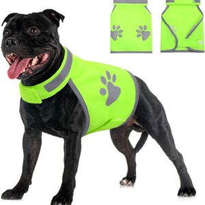 SUNFURA Dog Reflective Safety Vest, High Visibility Adjustable Dog Hunting Harness Vest for Outdoor Activity & Night Walking, Breathable Pet Jacket for Small Medium Large Dogs (Green, S)
