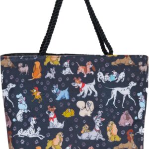 Disney Dogs Tote Bag for Women, 101 Dalmatians Lady and Tramp Print Large Canvas Purse, Disney Work Tote Big Bag,
