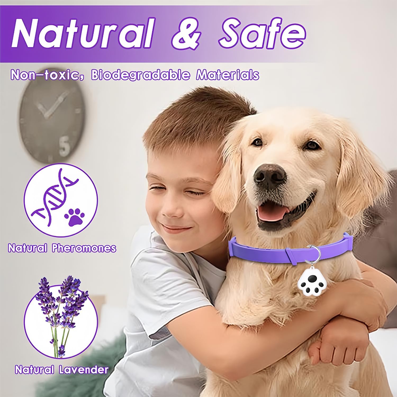 GPS Tracking & Calming Dog Collar - for New Environment Adaptation Anti-Loss Anxiety Relief, Lasts 60 Days, Adjustable(25in) Collar for Small/Medium/Large Dogs (4 Pack + 1Tracker) - Image 3