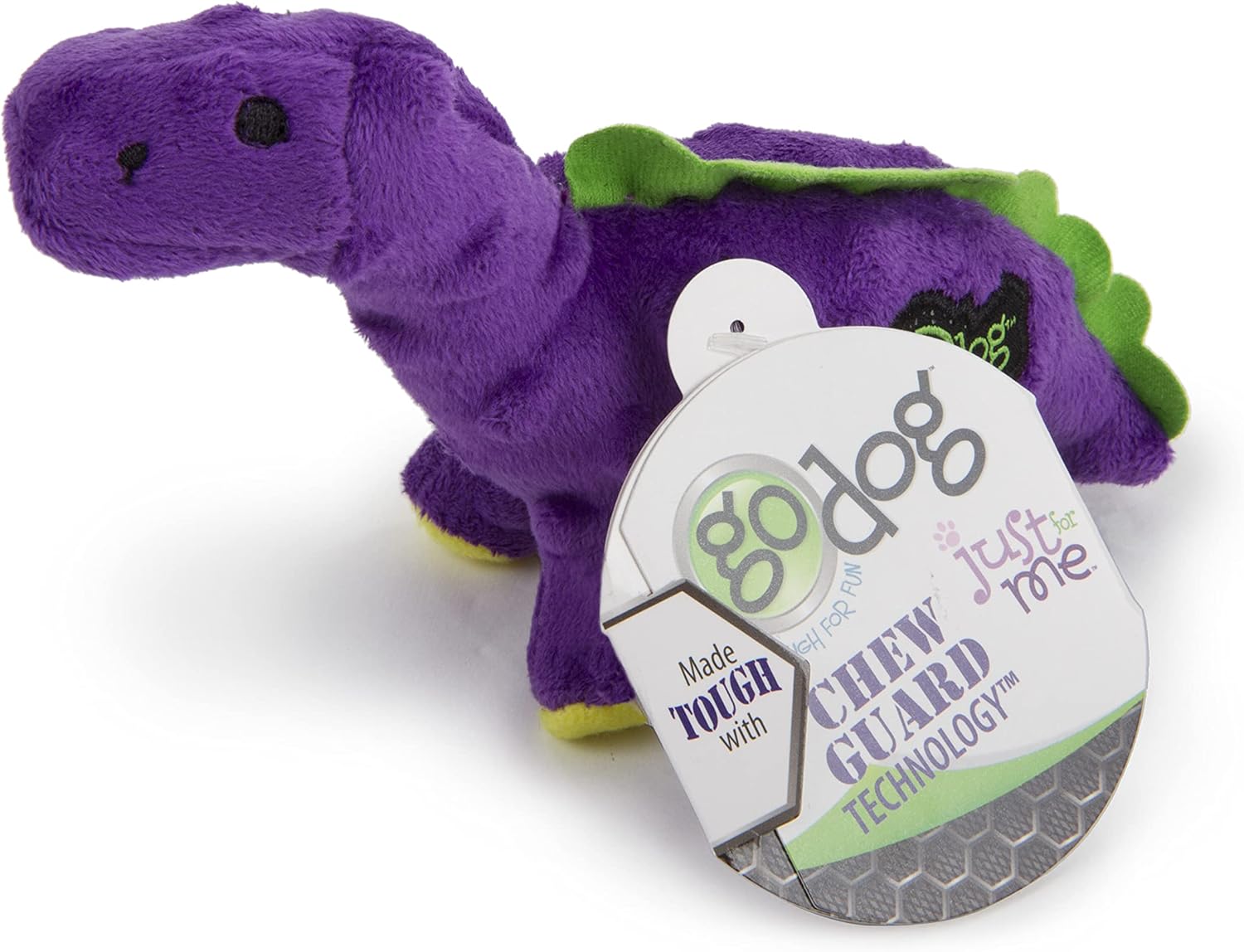 goDog Just For Me Dinos Bruto Squeaky Plush Dog Toy, Chew Guard Technology - Purple, Mini - Image 5