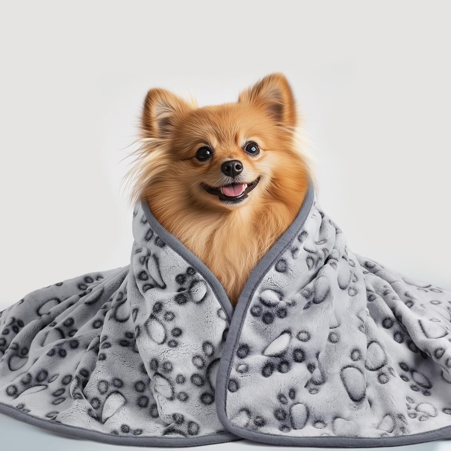 Luciphia Premium Soft Dog Blanket for Small Medium Large Dogs Washable 300GSM Fluffy Warm Fleece Puppy Cat Paw Print Pet Flannel Grey Paw M(30"x20") - Image 8