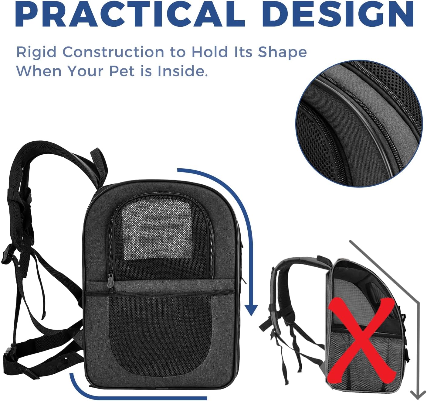 Apollo Walker Dog & Cat Carrier Backpack for 4-15lb Pets - Ventilated Safe Design with Padded Back Support, Breathable Mesh Pet Backpack for Hiking, Travel, Outdoor (Black) - Image 6
