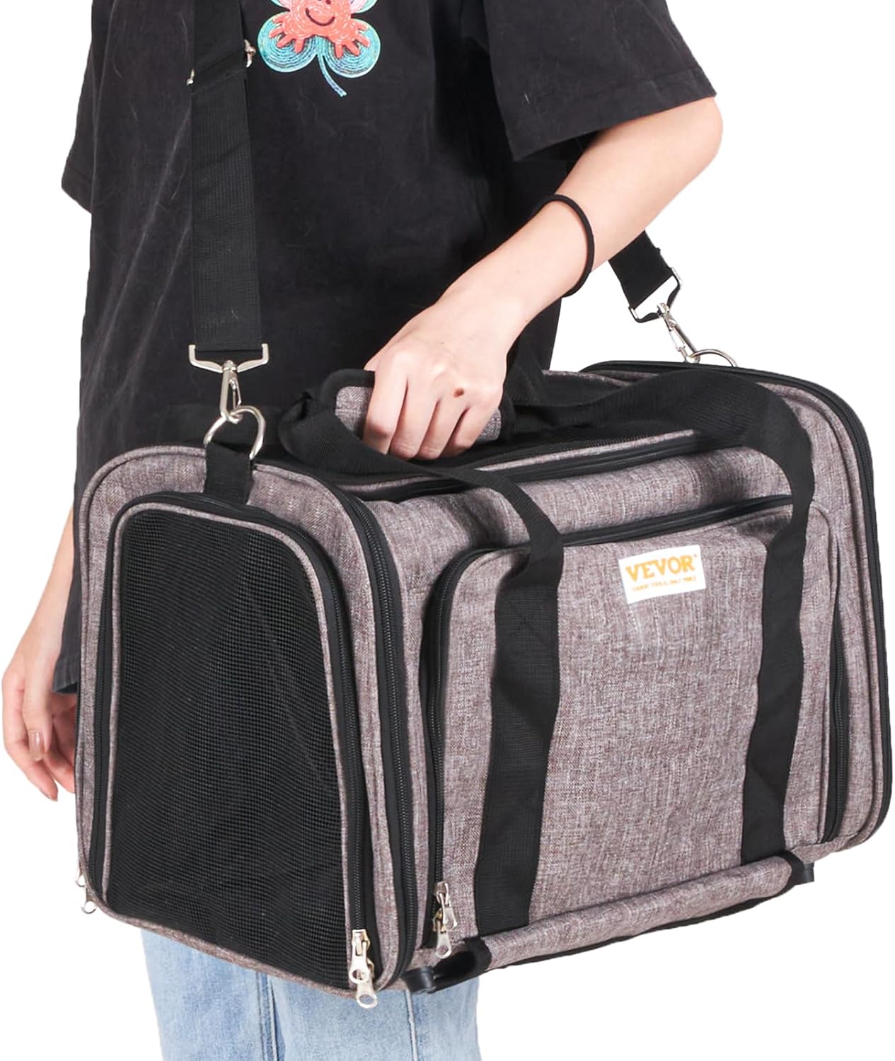 VEVOR Airline Approved Pet Carrier with Wheels, Expandable Rolling Cat Dog Carrier for Medium Dogs and Cats Under 25LBS, Pet Travel Carrier on Wheels with Upgraded Wheels and Telescopic Handle - Image 11