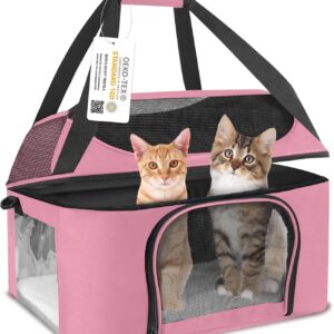 Soft-Sided Breathable cat Carrier Backpack - Portable Collapsible pet Carrier for Cats and Small Dogs - Pink