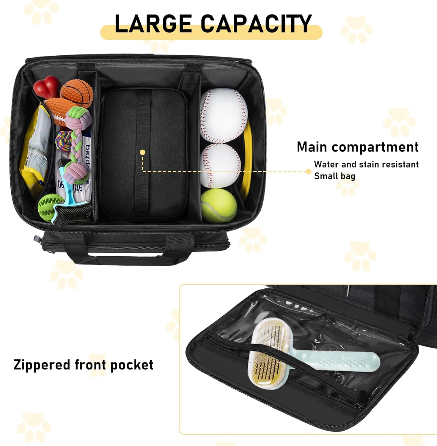 Pet Grooming Bag, GMAK Pet Grooming Tote Bags Supplies Organizer Case Dogs Cats Tools Organizer Tote for Pets Grooming Tools Kit, Clippers, Brush, Scissors or Other Pets Care Supplies, Black(Bag Only) - Image 3