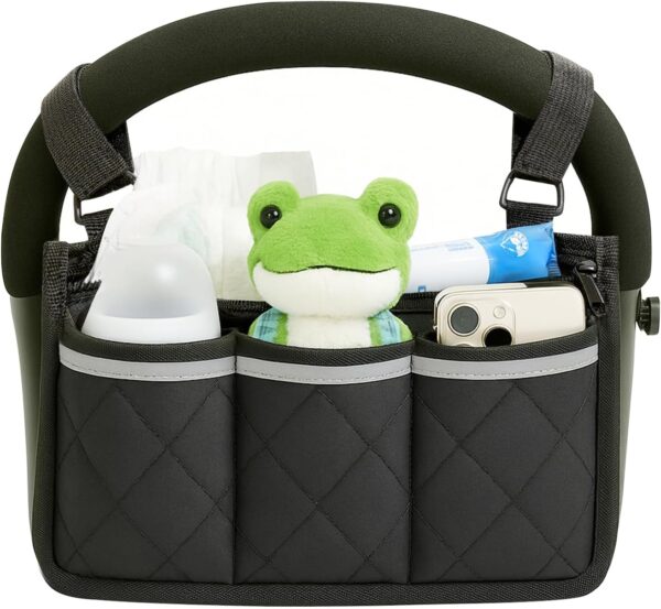 Stroller Caddy Stroller Organizer With Cup Holder, Non Slip Straps Stroller Bag for Phone, Pet Stroller Accessories,Universal Stroller Organizer, stroller caddy,Fits Single & Double Strollers