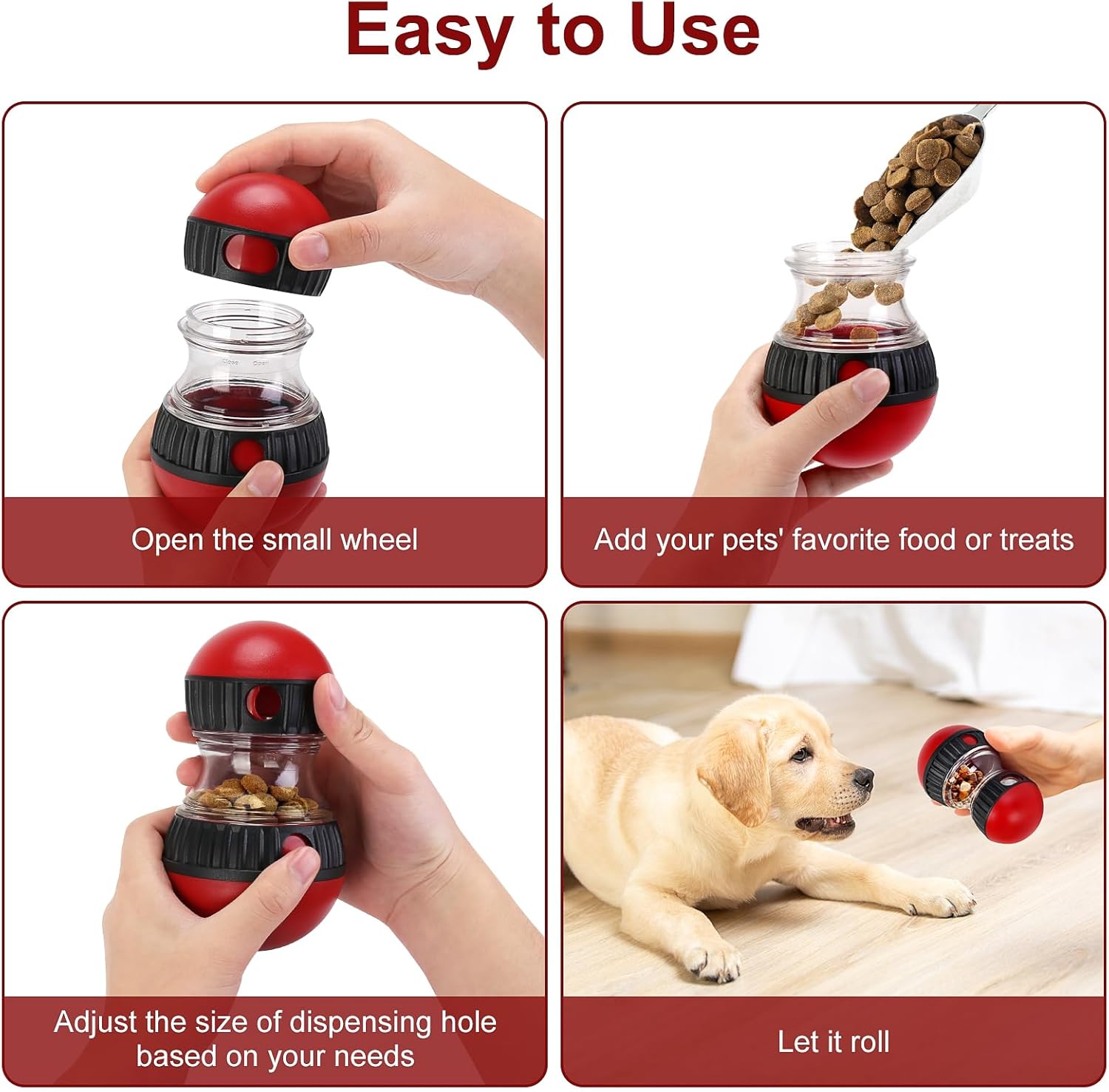 Dog Treat Toy, Interactive Treat Dispensing Dog Toys, Adjustable and Durable Dog Puzzle Toy for Small/Medium/Large Breed Dogs to Keep Them Busy - Image 4