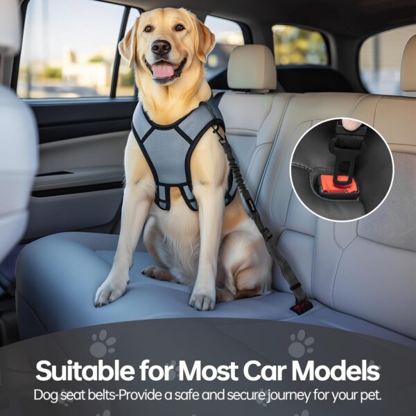 Thickened Dog Seat Belt for Car, 3 Pack Set Retractable Dog Car Leash Adjustable Dog Seat Belt for Vehicle Nylon Pet Safety Seat Belts Heavy Duty & Elastic,Seat Belt for Large Dogs in Car, Black - Image 5