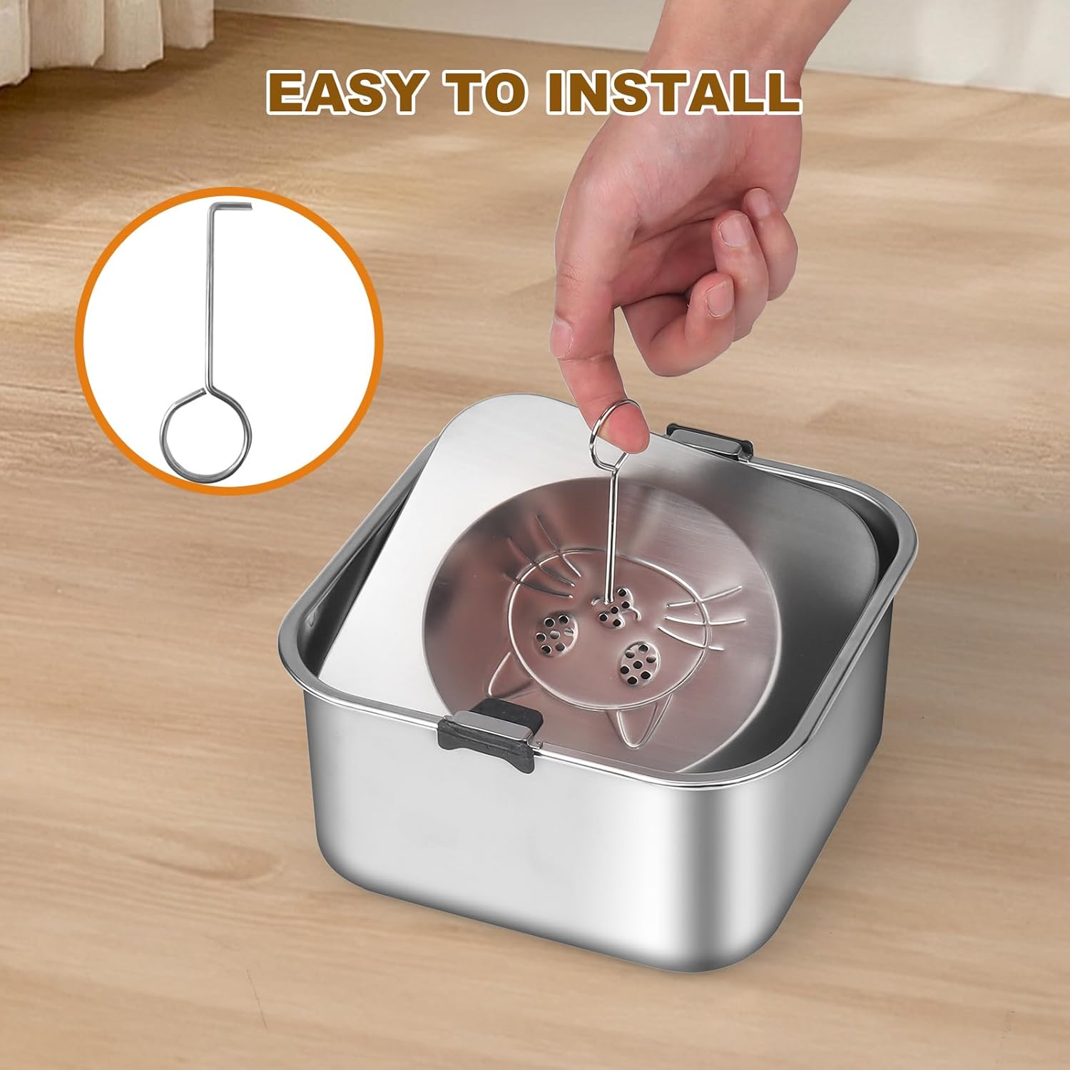 3L/101oz No Spill Dog Water Bowl, Slow Drinking Travel Dog Bowl Spill Proof, Stainless Steel Slobber Stopper for Messy Drinkers, Small Medium & Large Breeds, Square - Image 7