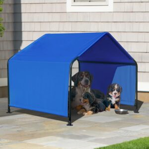ShelterLogic 5′ Outdoor Pet Shade, Versatile Pet Canopy Tent for Medium to Large-Breed Dogs, Cats, Small Animals and Livestock, Blue