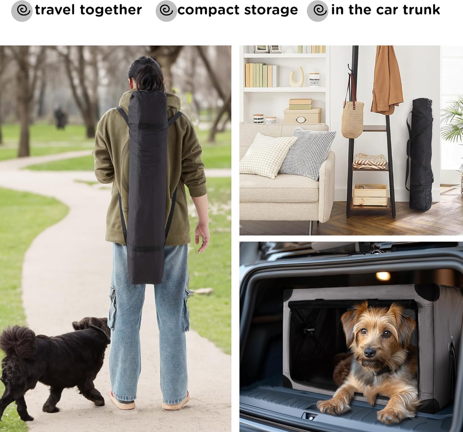 Collapsible Dog Crate - 32 Inch Portable Dog Travel Crate for Medium Dogs, Foldable Dog Crate with Detachable Storage Bag, Removable Pad, and Mesh Windows for Outdoor & Indoor - Image 6