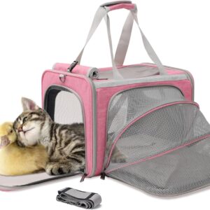 Soft Cat Carrier Pink Small Dog Carrier Airline Approved,Unique Expandable Pet Carrier,Strudy,Ventilated,Soft Sided Pets Carriers Cage,Durable Small Animals Travel Bag Outdoor Carry Kennel
