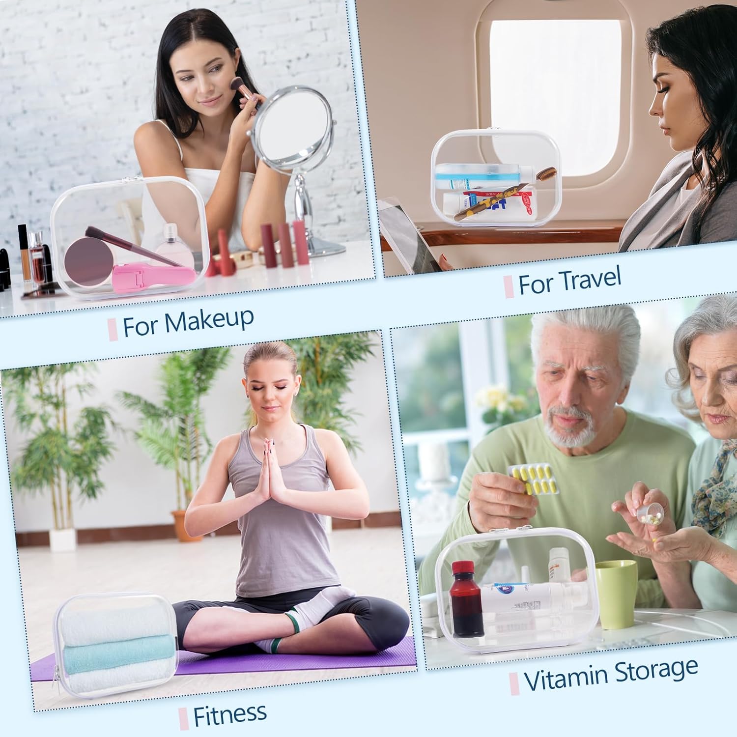 12 Pack Clear Hard Zipper Cases Transparent Hard Plastic Zipper Pouches Durable PET Makeup Bags Cosmetic Snack Storage Organizer, Travel & Home Essentials - Image 7