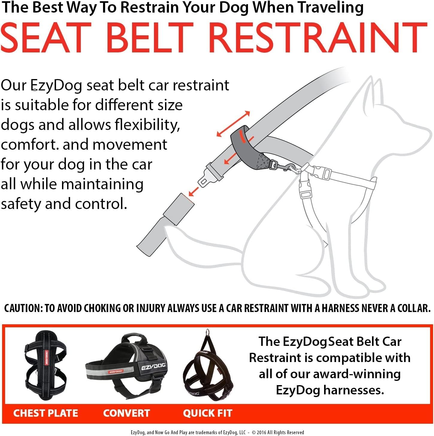 EzyDog Universal Dog Seat Belt Restraint for Cars – Durable Easy to Use Seatbelt Attachment for Dog Harness with Superior Strength and Nylon Webbing - Image 2