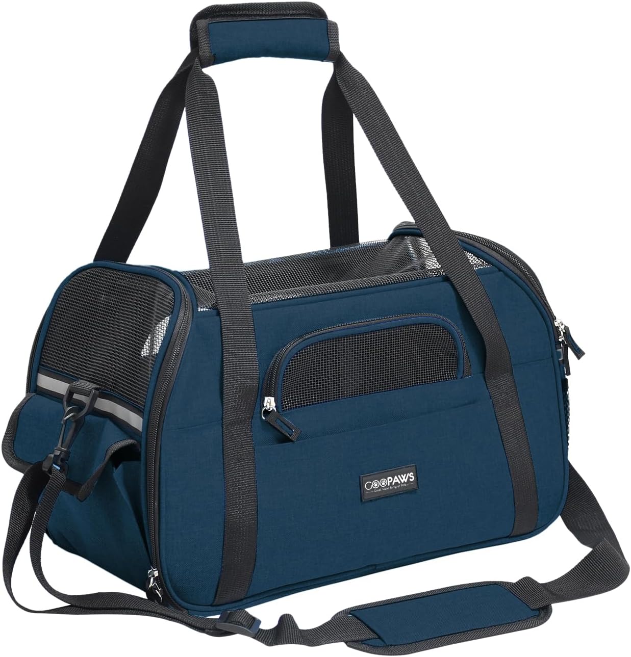 Dog Purse Carrier for Small Dogs, Soft-Sided Tote Bags with Pocket Dog Travel Supplies Portable Dog Sling with Anti-Slip Bottom (Navy Blue-19in)