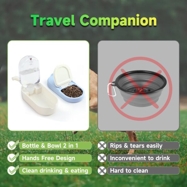 Dog Water Bottle, Portable Dog Travel Water Bottle Dispenser with Treat Container, Pet Water Bottle and Bowl 2 in 1 for Puppy Kitten Rabbit, Dog Travel Accessories for Outdoor Walking, Hiking, Camping - Image 6