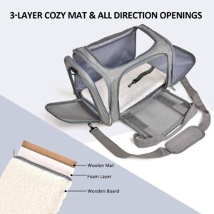 Cat Carriers Dog Carrier Pet Carrier For Small / Medium Cats Dogs Puppies (Up To 15lbs), TSA Airline Approved Small Dog Carrier Soft Sided, Collapsible Waterproof Travel Puppy Carrier – Grey