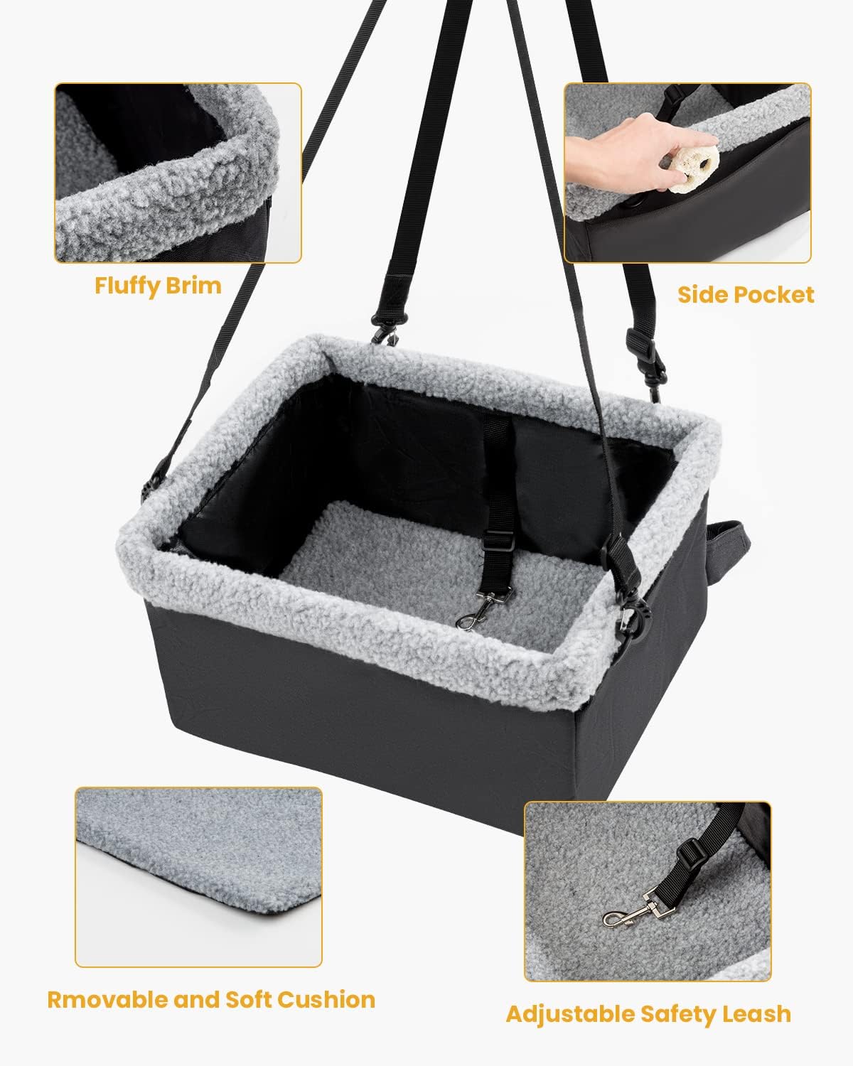 Dog Car Seats for Small Dogs, Upgrade Dog Booster Seat with Metal Frame Construction with Double-Layer Oxford, Perfect for Small Pets,L-UP TO 10LBS - Image 4