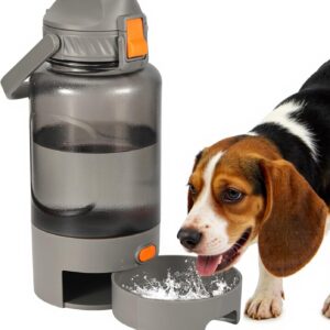 Outdoor Dog Water Bottle 50oz Leakproof Portable Pet Water Dispenser with Handle for Travel Hiking Camping Beach Trips BPA Free Must Have for Active Pets (Grey)