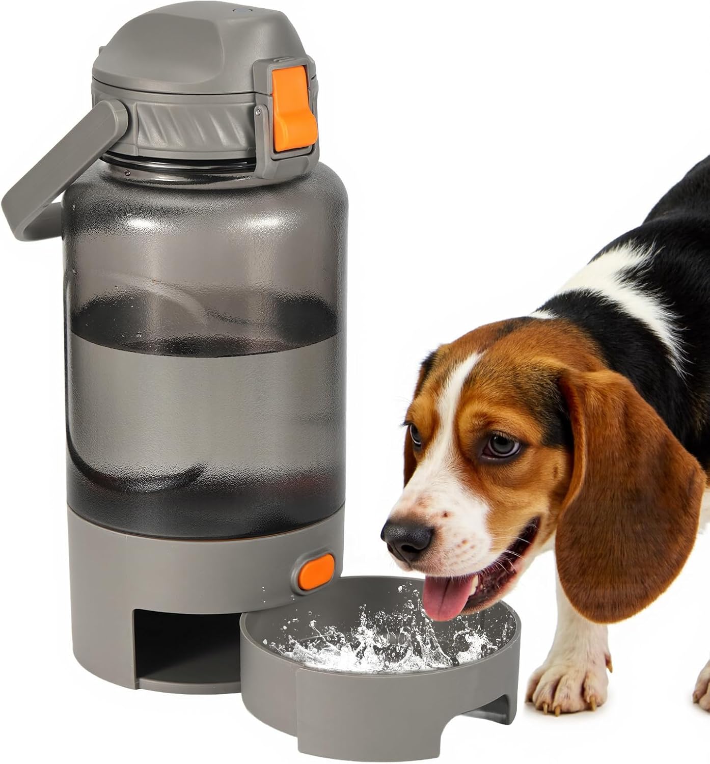 Outdoor Dog Water Bottle 50oz Leakproof Portable Pet Water Dispenser with Handle for Travel Hiking Camping Beach Trips BPA Free Must Have for Active Pets (Grey)