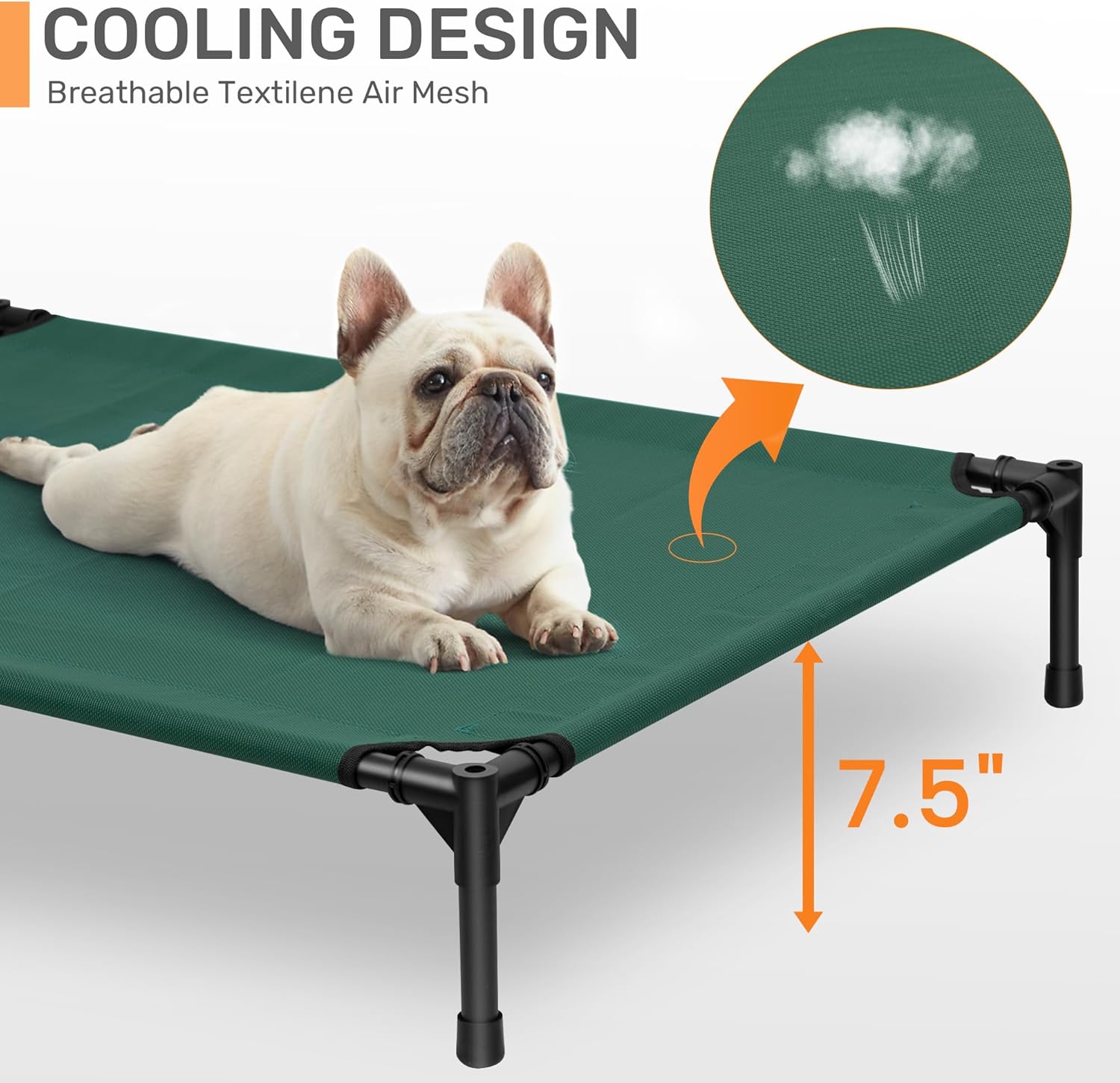 Heeyoo Elevated Dog Bed with Canopy, Portable Dog Cot with Removable Shade Tent, Outdoor Raised Pet Cot Cooling Bed for Dogs - Image 3