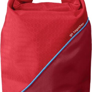 Kurgo Dog Food Travel Bag | Pet Food Travel Storage Container | Dog Travel Accessories for Camping | Easy to Clean | BPA Free | Foldable | Holds 5 Pounds | Kibble Carrier | Coastal Blue & Chili Red