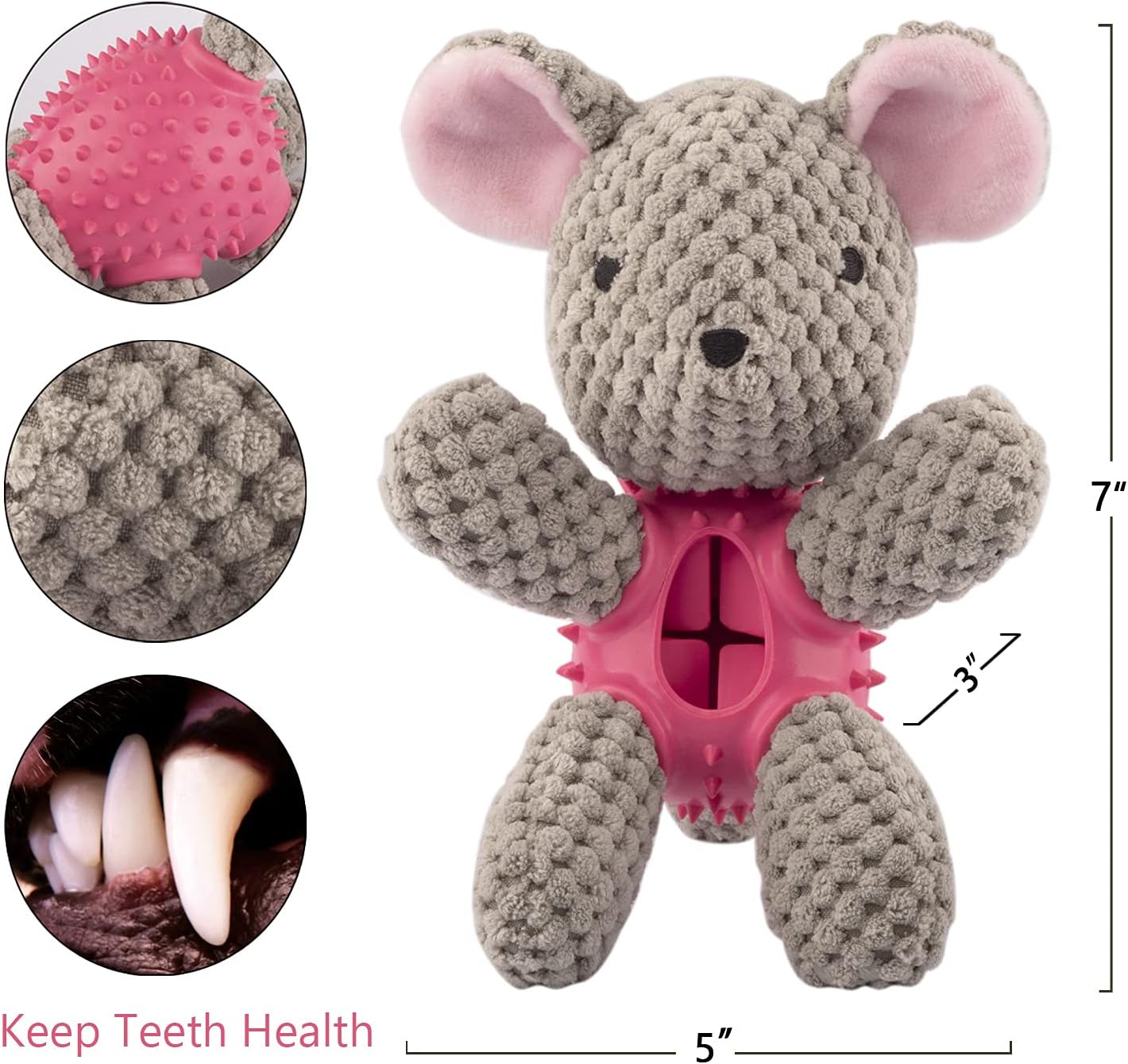 GOOLA Dog Squeaky Toys, Interactive Durable Plush Dog Toy with Squeaker and Crinkle Paper, Natural Rubber Chew Puzzle Dog Toys Leakage Food Toy for Puppy Small Middle Large Dogs, Soft Pet Toys - Image 7