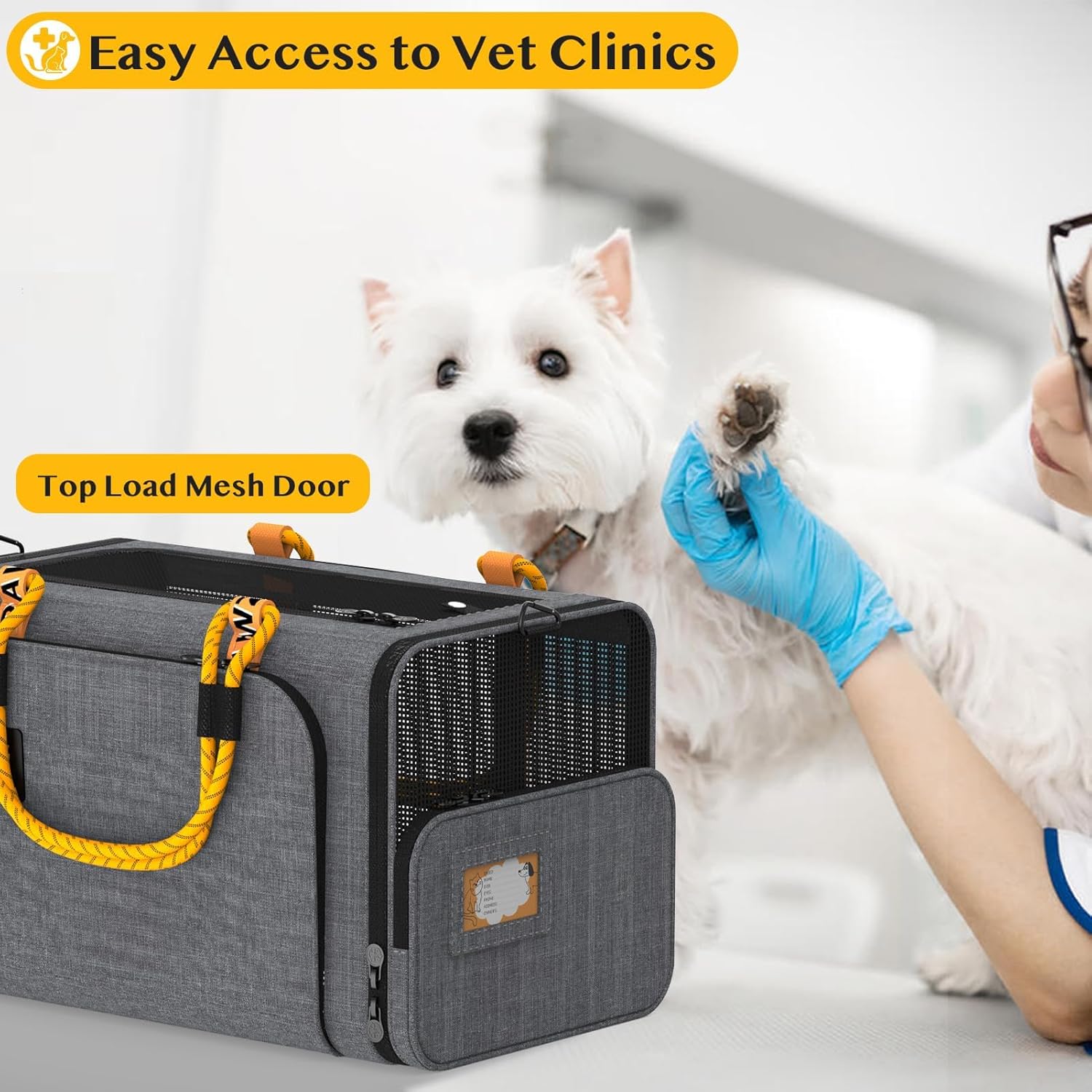 PAWZIDEA Expandable Pet Carrier w/ID Card, 18x11x11 in Small Dog Carrier TSA Airline Approved, Top Load Cat Carrier for 2 Cats Under Seat, Soft-Sided Collapsible Puppy Car Seat Dog Travel Bag, Up 15lb - Image 7