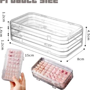 Tri-Fold Press On Nail Organizer Case – 4-Page Portable Storage Box for Fake Nails, Clear PET Plastic Travel Holder (6×3.2×1.8 inch)