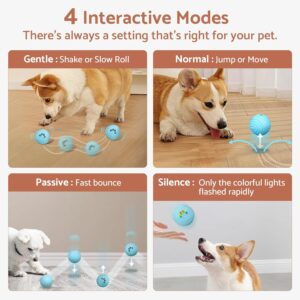 Interactive Dog Toys, [2025 Latest] Smart Dog Balls, 4 Movement Modes, Durable TPU Material, Motion Activated Automatic Moving Rolling Ball for Small/Medium/Large Dogs (Blue)
