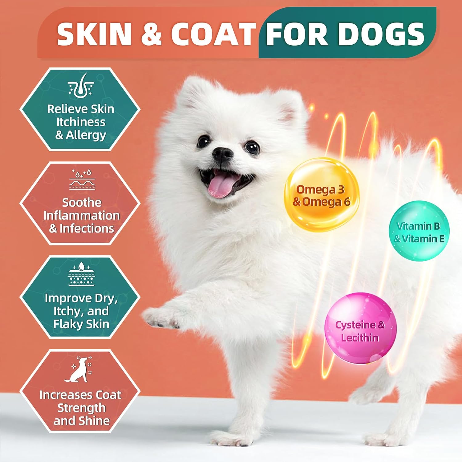 Dog Multivitamin, Dog Vitamins and Supplements, Multivitamin for Dogs with Glucosamine, Probiotics & Omega 3 for Joint, Digestive, Skin, Coat and Immune Health, Chicken Flavor - 180 Bites - Image 7