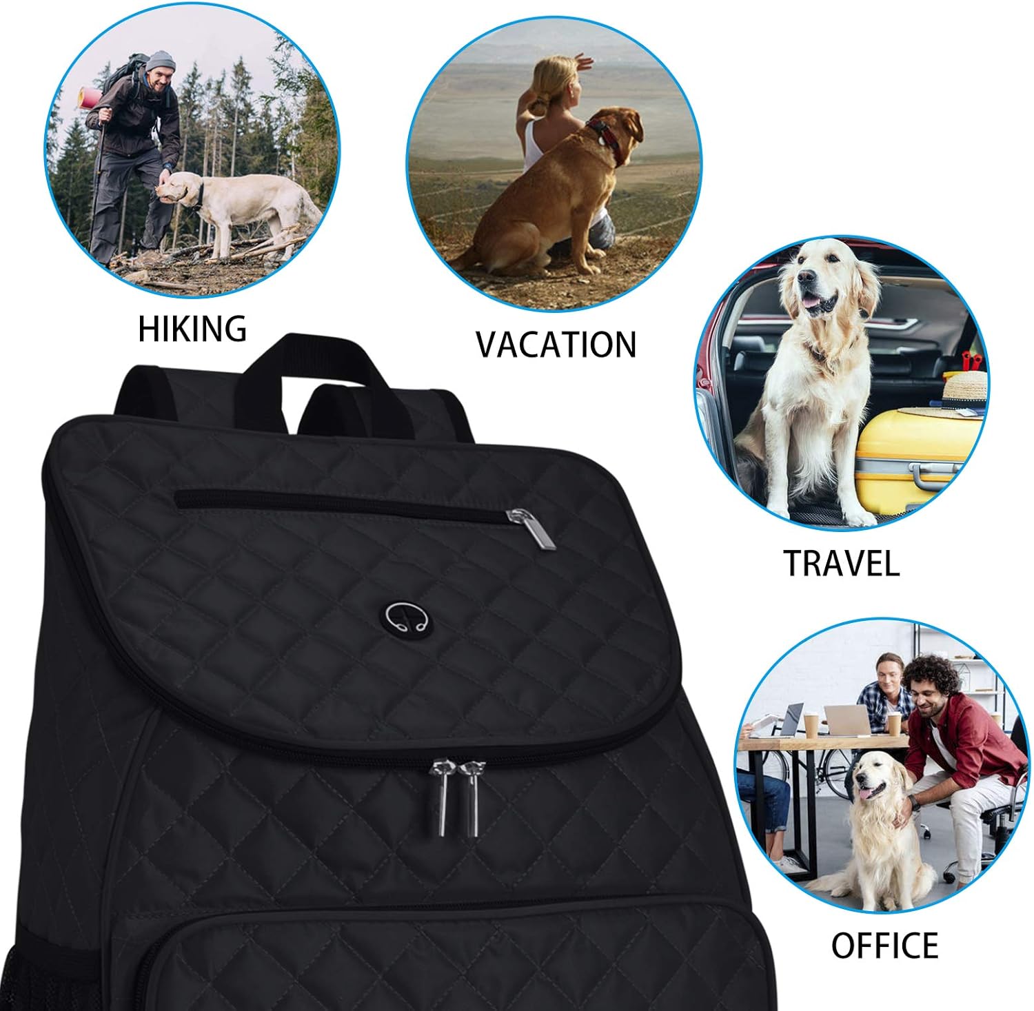 BAGLHER Dog Travel Bag, Airline Approved Pet Supplies Backpack, Dog Travel Backpack with 2 Silicone Collapsible Bowls and 2 Food Baskets, Black - Image 5