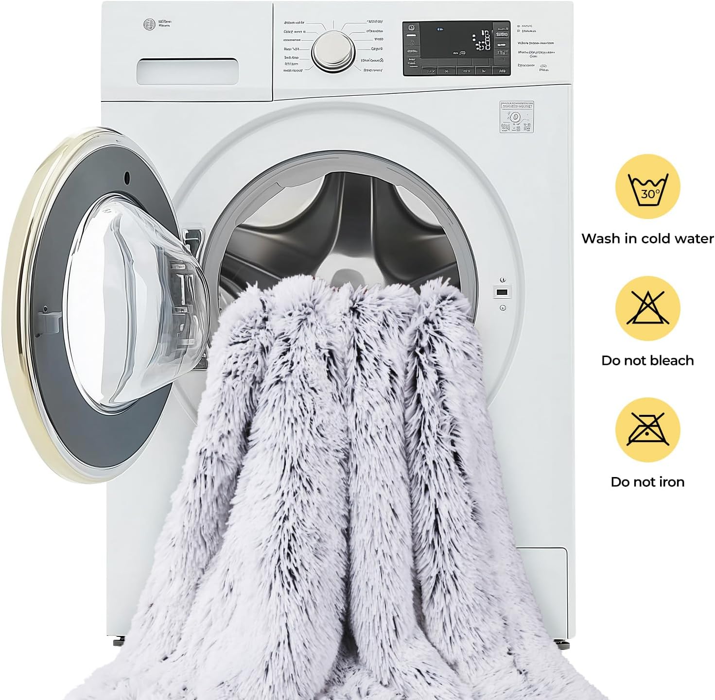 Luciphia Large Waterproof Dog Blanket Pet Washable Liquid Proof Furniture Protector Extra Large Calming Long Faux Fur Bed Cover for Couch Cat Blankets Reversible Protection, Mist Grey, 60" x 80" - Image 7