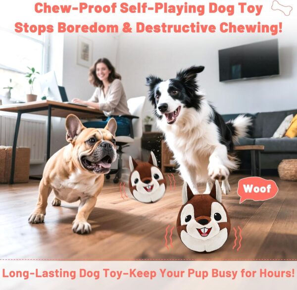 Interactive Dog Toys - Auto Bounce, Move & Vibrate with Sound, Talking Squirrel Puppy Toy for Small Medium Large Dogs, Rechargeable Durable Toy for Anxiety Relief, Boredom & Indoor Play - Image 4