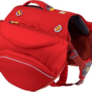 Ruffwear, Palisades Dog Backpack, Multi-Day Hiking Pack with Saddlebags and Hydration Bladders, Red Sumac, Medium