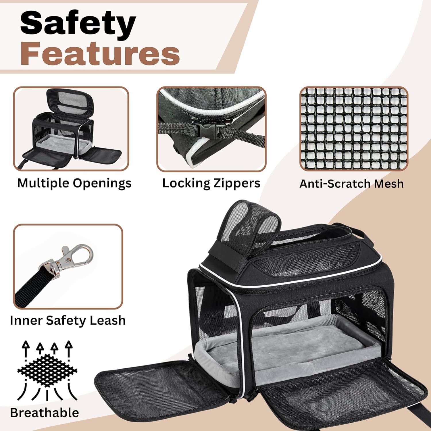 Airline Approved Top-Expanding Pet Carrier on Wheels- Rolling Carrier- Designed for Dogs & Cats- Extra Spacious Soft Lined Carrier! 18x11x11 (Original Mesh Sides) - Image 4