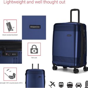 Bugatti Nashville Collection 3 Piece Hard Shell Luggage Set, Expandable Suitcases with 360-Degree Spinner Wheels, Retractable Handle, 20 Inch Carry On, 24 Inch Mid-size, 28 Inch Large Bags, Navy