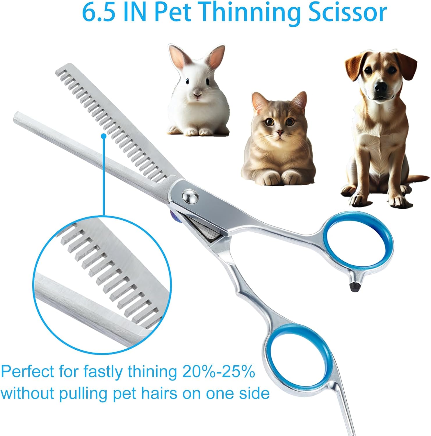 5 in 1 Premium Dog Grooming Scissors, Professional Dog Scissors for Grooming with Safety Round Tips, Lengnoyp Stainless Steel Thinning Shears, Pet Cat Shears for Grooming Kit - Image 5